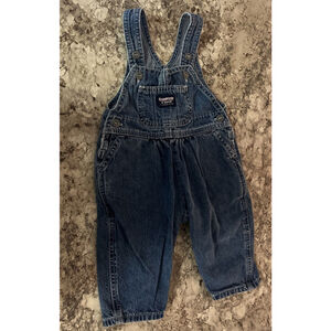 Vintage Oshkosh Bgosh Med Wash Pink Tag Bubble Vestbak Cotton Overalls 12M‎ EUC